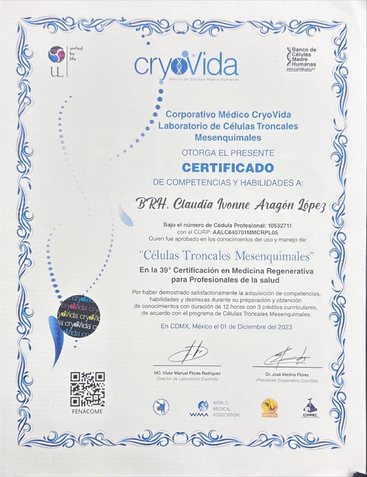Certificación en Medicina Regenerativa 2023